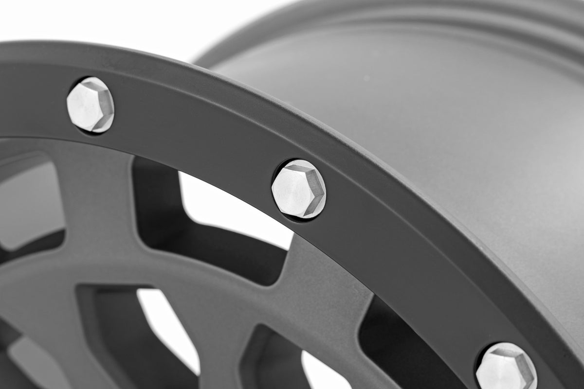 87 Series Wheel Simulated Beadlock Gray/Black 17x8.5 6x5.5 +0mm Rough Country