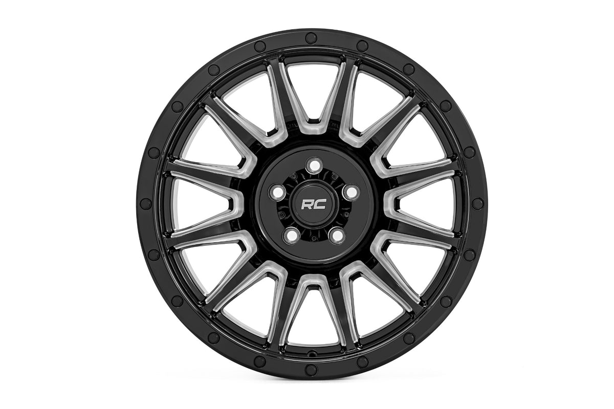 90 Series Wheel One-Piece Gloss Black w/machined spokes 18x9 Rough Country