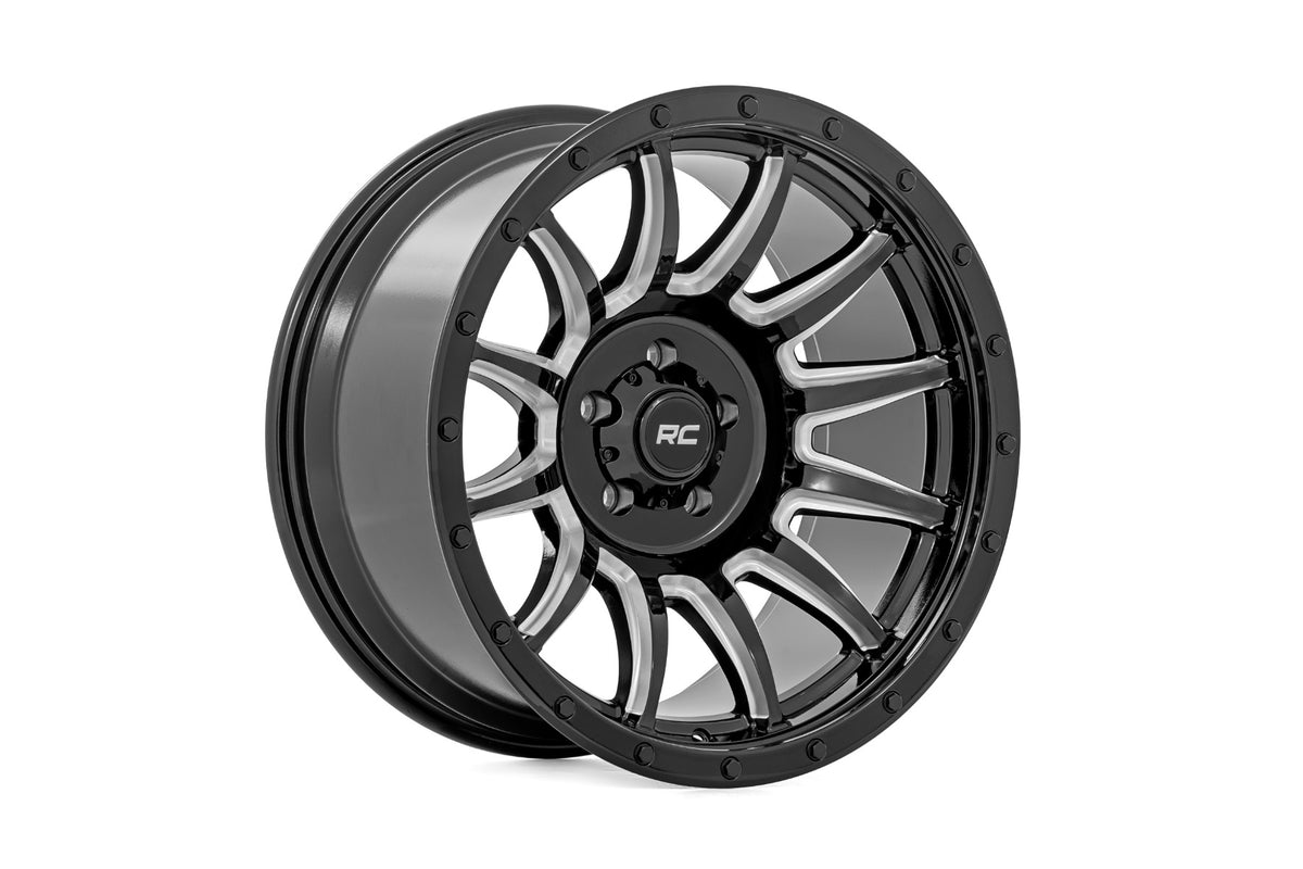 90 Series Wheel One-Piece Gloss Black w/machined spokes 18x9 Rough Country