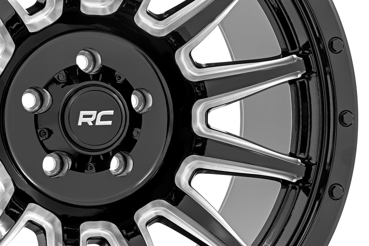 90 Series Wheel One-Piece Gloss Black w/machined spokes 18x9 Rough Country