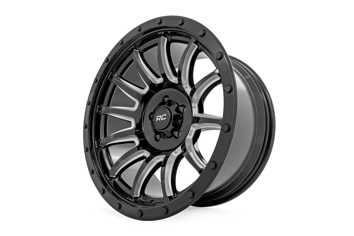 90 Series Wheel One-Piece Gloss Black w/machined spokes 20x9 Rough Country