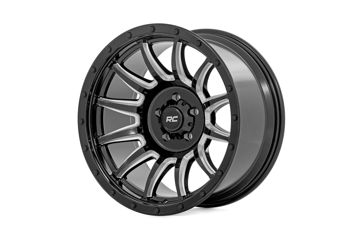 90 Series Wheel One-Piece Gloss Black w/machined spokes 20x10 Rough Country
