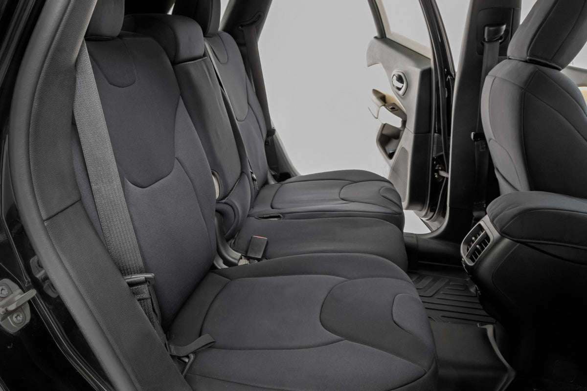 Seat Covers Front Row and Rear Row Bench Jeep Cherokee KL 2WD/4WD (14-22) Rough Country