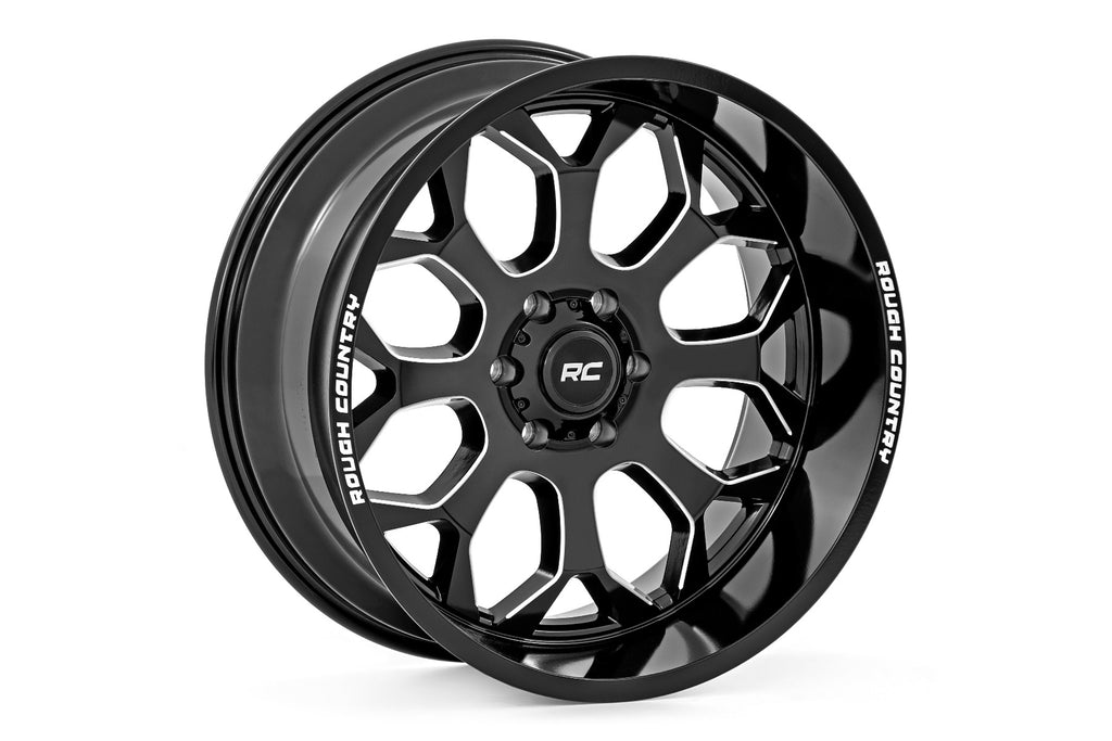 96 Series Wheel One-Piece Gloss Black 22x10 6x5.5 -19mm Rough Country