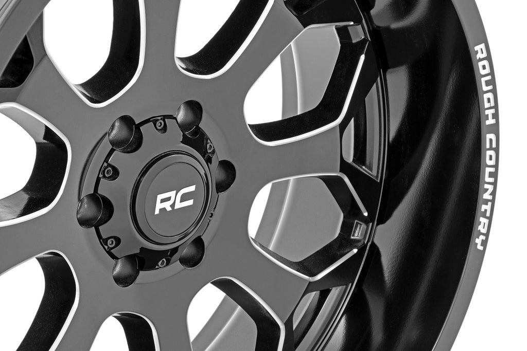 96 Series Wheel One-Piece Gloss Black 22x10 6x5.5 -19mm Rough Country