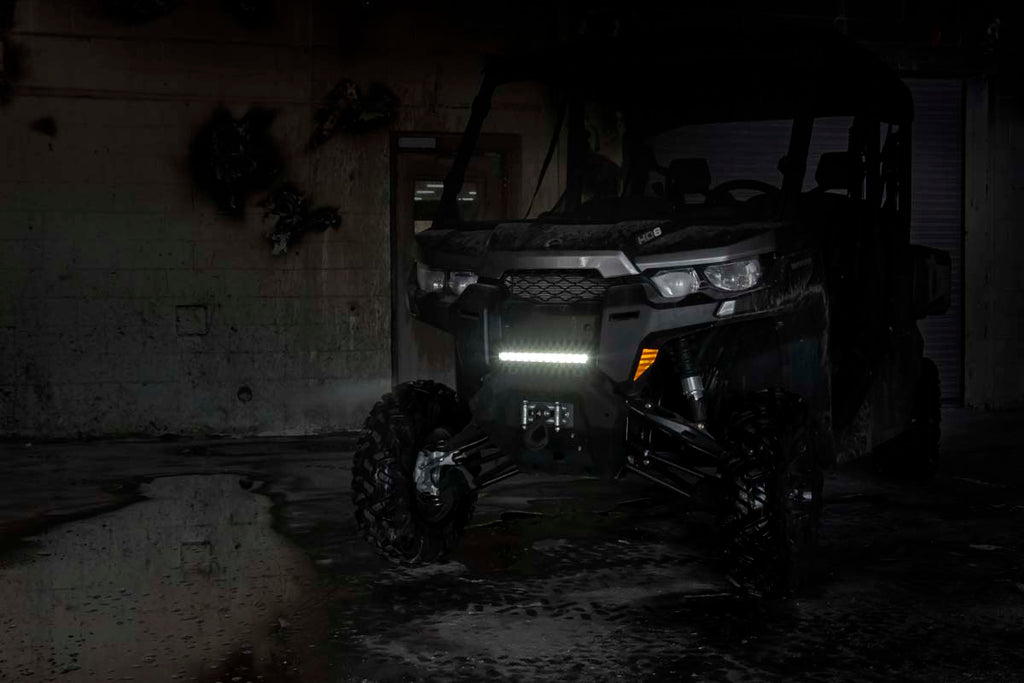 LED Light Bumper Mount 12 Inch Black Single Row White DRL Can-Am Defender HD 8/HD 9/HD 10 Rough Country