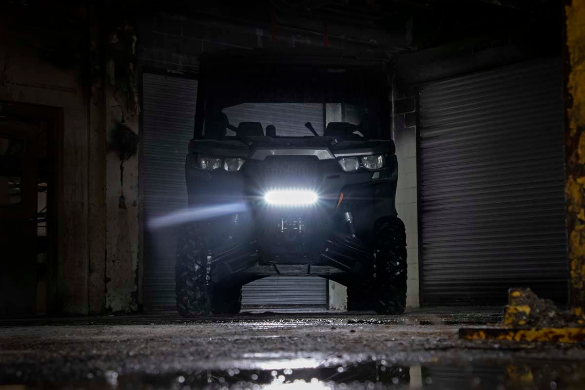 LED Light Bumper Mount 12 Inch Black Single Row White DRL Can-Am Defender HD 8/HD 9/HD 10 Rough Country