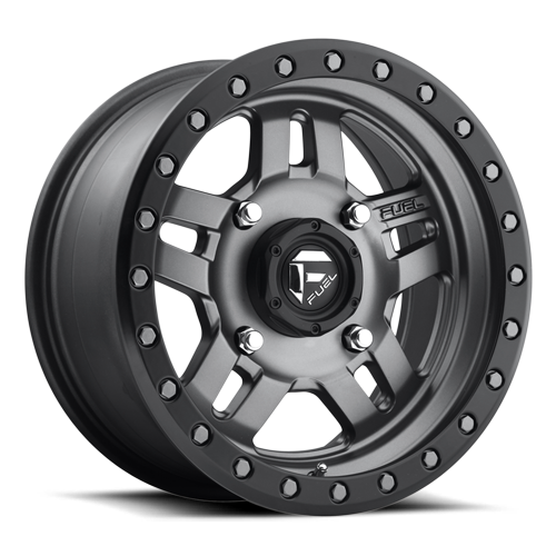 Aluminum Wheels 15X7 Anza UTV D558 Matte Anthracite Gray Black Ring Fuel Off Road Wheels