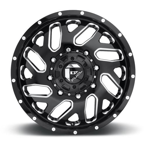 Dually Wheels 22X8.25 Triton Dually D581 8 On 200 Gloss Black Milled 142 Bore 105 Offset Mesh Spoke Front Dually Fuel Off Road Wheels