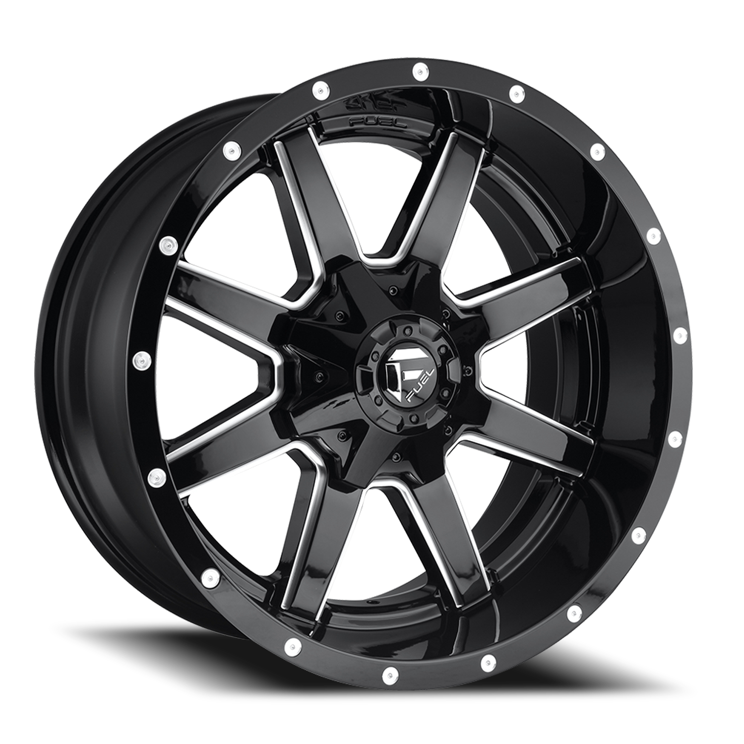 Aluminum Wheels 18X9 Maverick D610 Gloss Black/Milled Fuel Off Road Wheels