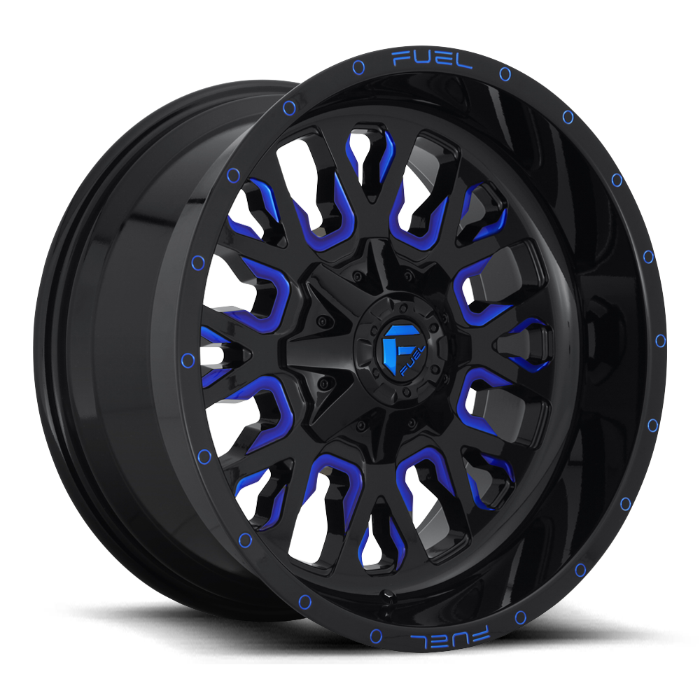 Aluminum Wheels 20X10 Stroke D645 Gloss Blue/Milled Fuel Off Road Wheels