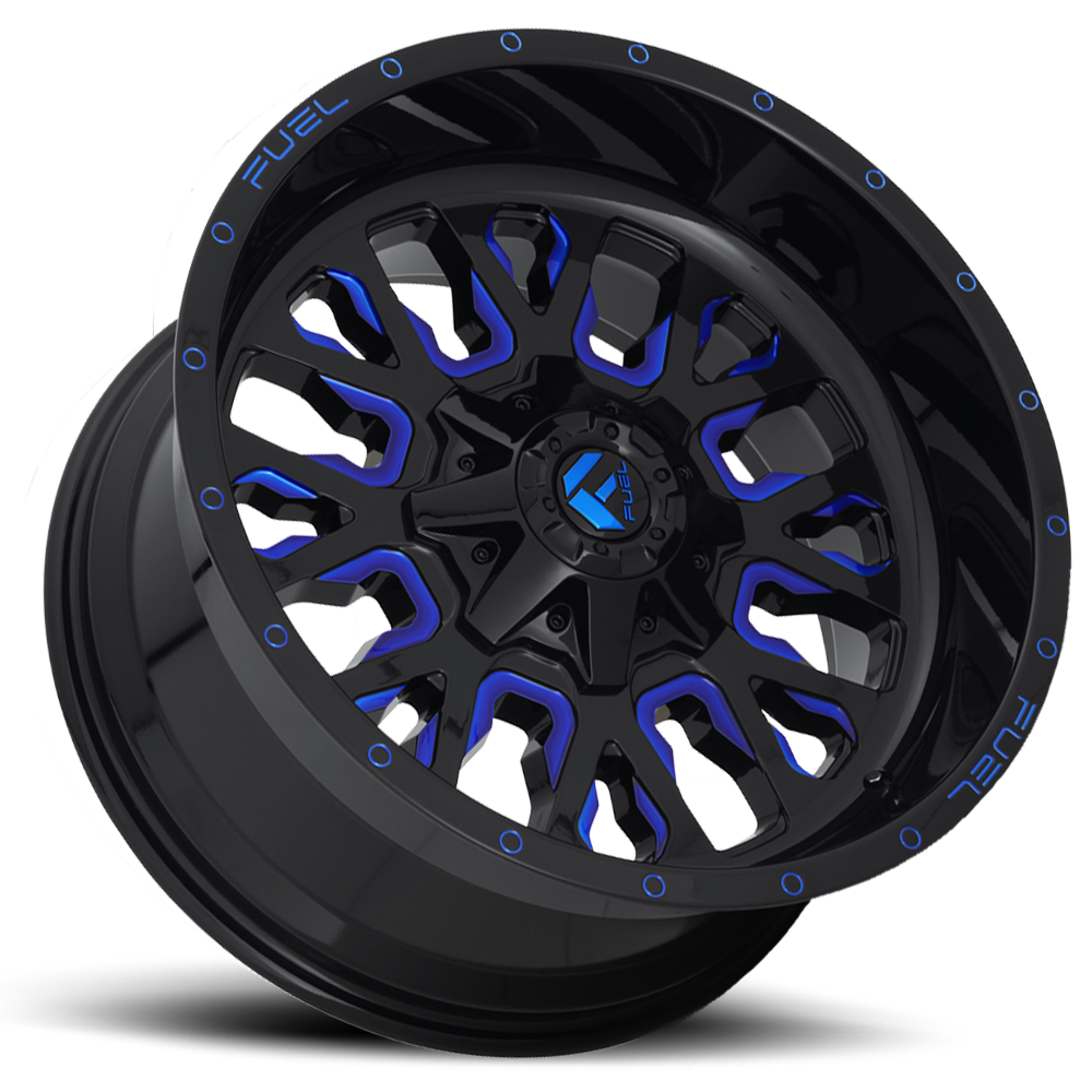 Aluminum Wheels 20X10 Stroke D645 Gloss Blue/Milled Fuel Off Road Wheels