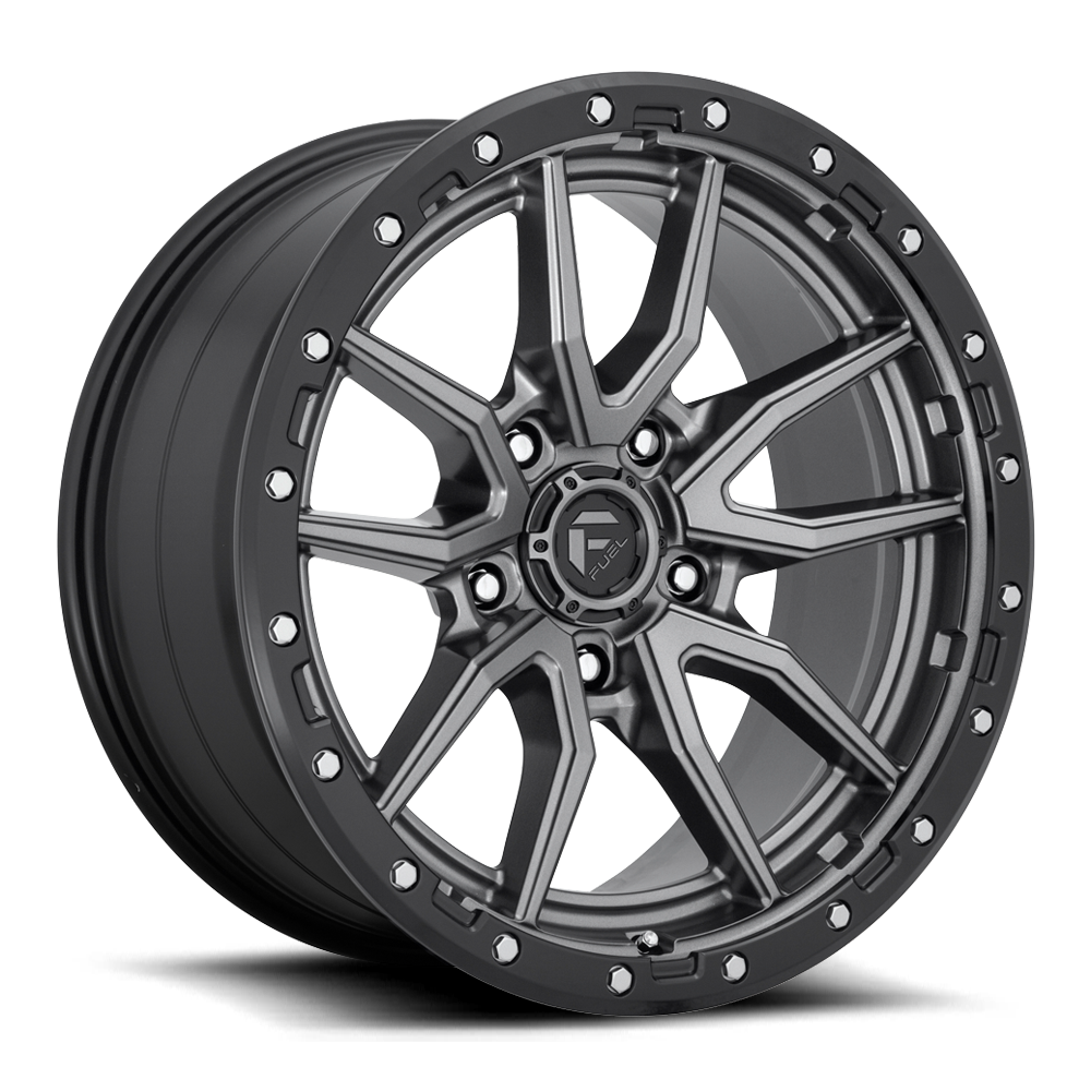Aluminum Wheels 17X9 Rebel D680 Matte Gunmetal Gray Black Bead Ring Fuel Off Road Wheels