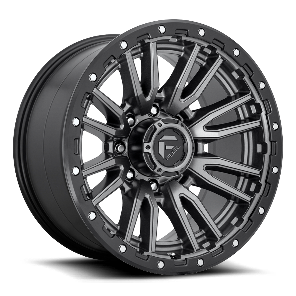 Aluminum Wheels 22X12 Rebel D680 Matte Gunmetal Gray Black Bead Ring Fuel Off Road Wheels