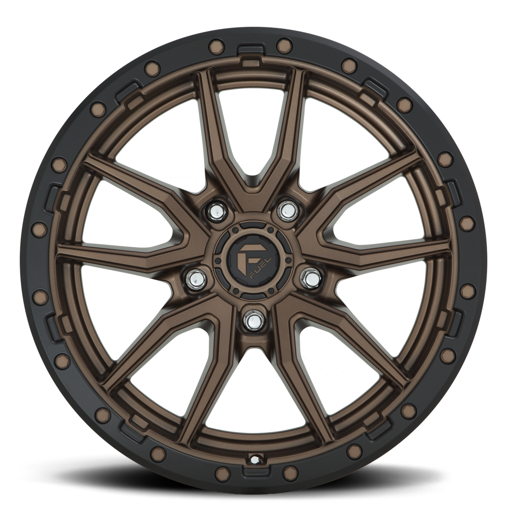 Aluminum Wheels 20X10 Rebel D681 Matte Bronze Black Bead Ring Fuel Off Road Wheels