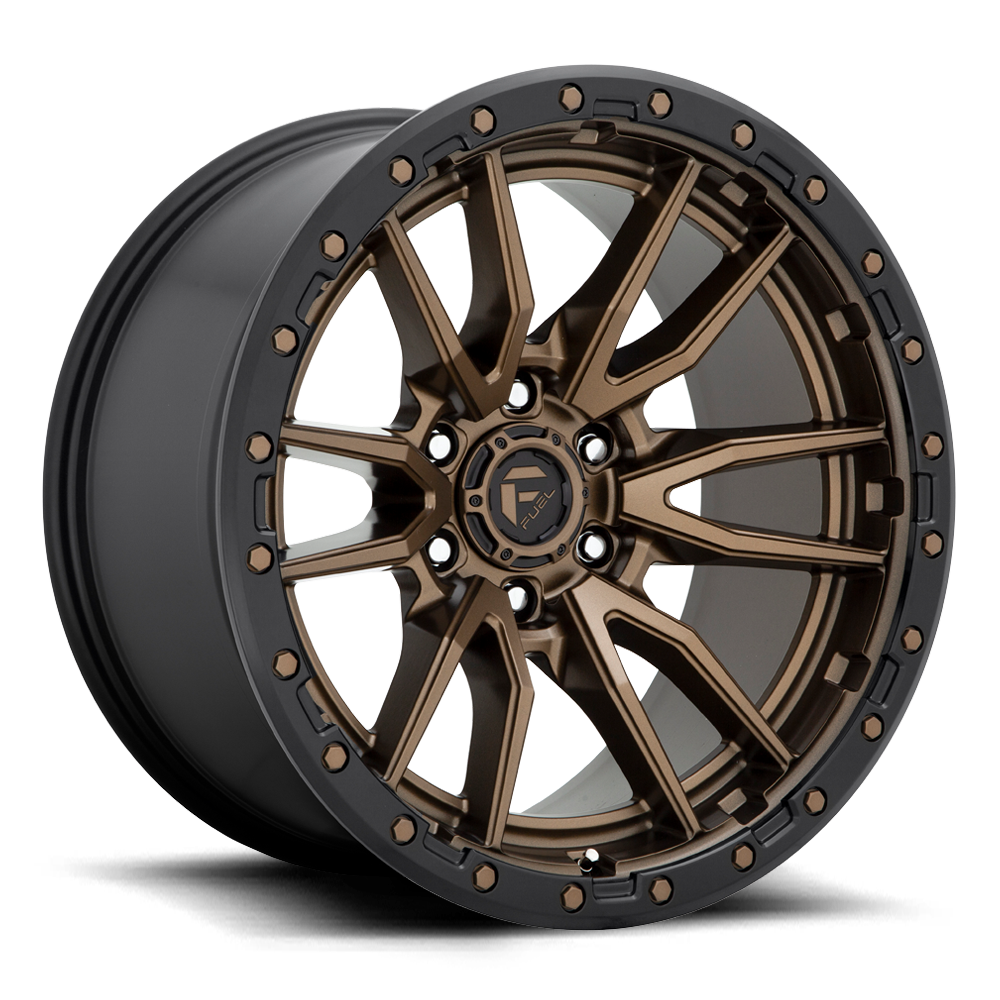 Aluminum Wheels 20X10 Rebel D681 Matte Bronze Black Bead Ring Fuel Off Road Wheels