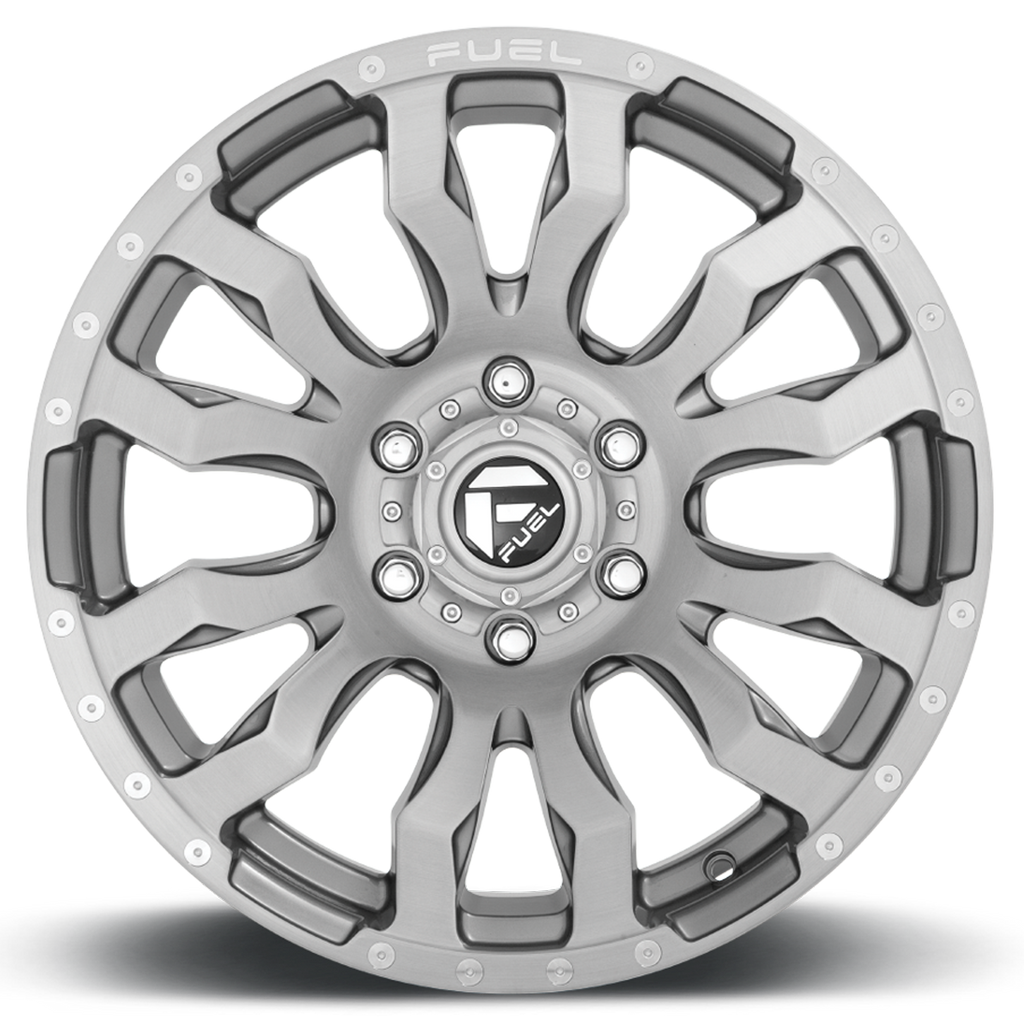 Aluminum Wheels 20X10 Blitz D693 8 On 180 Brushed Gunmetal Gray Tinted Clear 124.2 Bore -18 Offset Multi Spoke Fuel Off Road Wheels