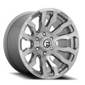 Aluminum Wheels 22X12 Blitz D693 8 On 165.1 Brushed Gunmetal Gray Tinted Clear 125.1 Bore -44 Offset Multi Spoke Fuel Off Road Wheels