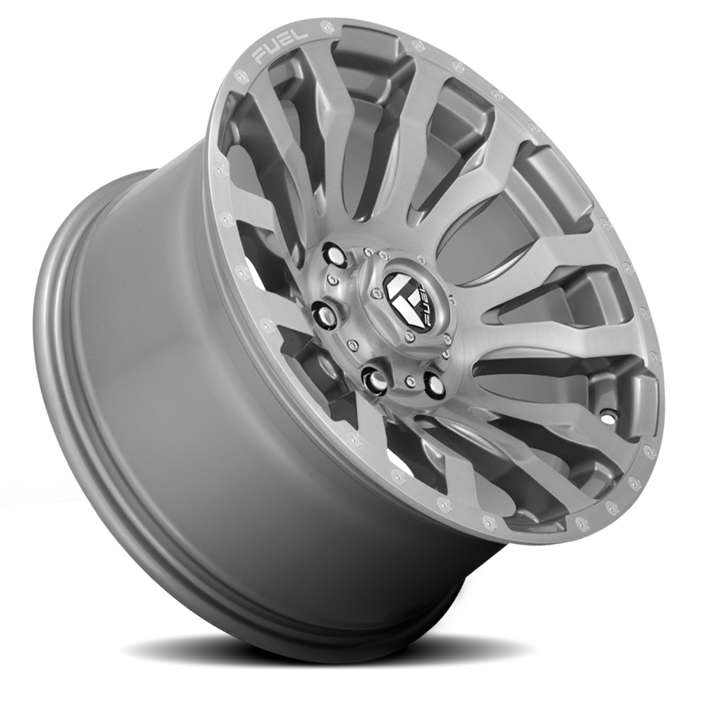 Aluminum Wheels 22X12 Blitz D693 8 On 165.1 Brushed Gunmetal Gray Tinted Clear 125.1 Bore -44 Offset Multi Spoke Fuel Off Road Wheels