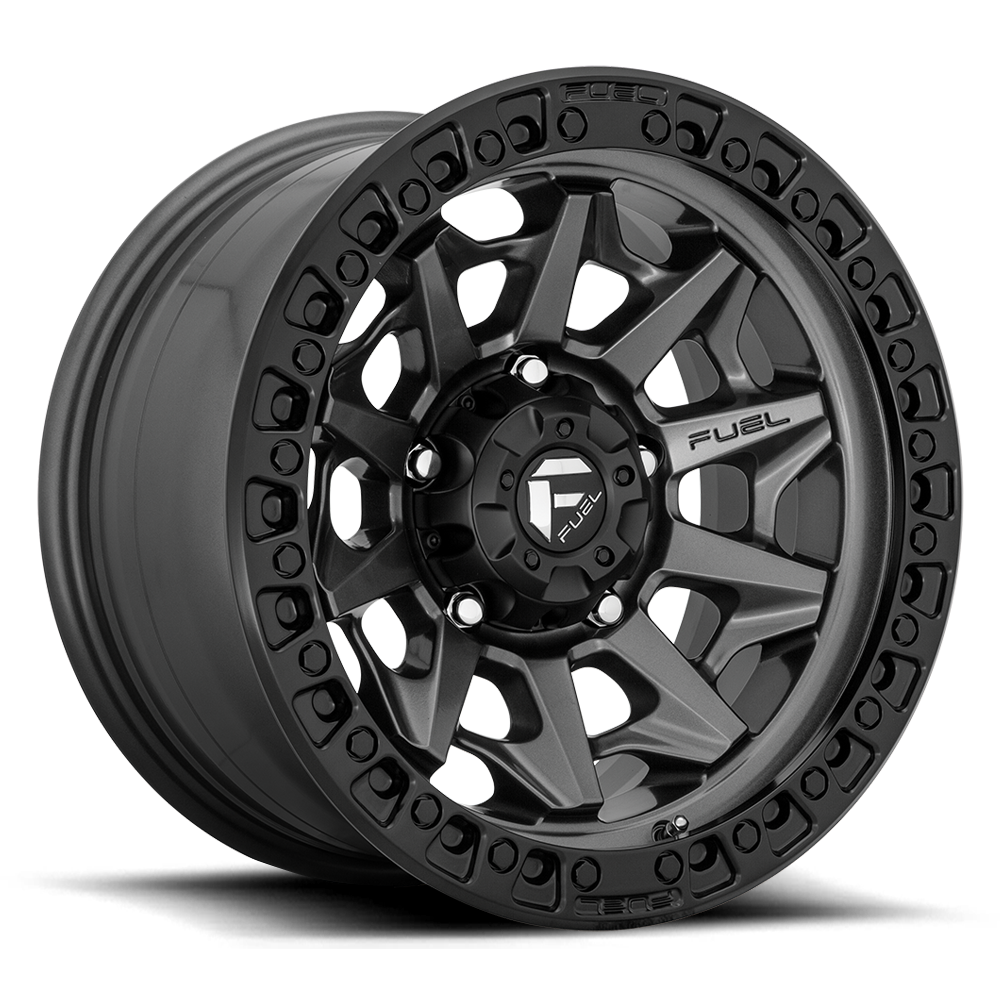 Aluminum Wheels 18X9 Covert D716 Matte Gunmetal Gray Black Bead Ring Fuel Off Road Wheels