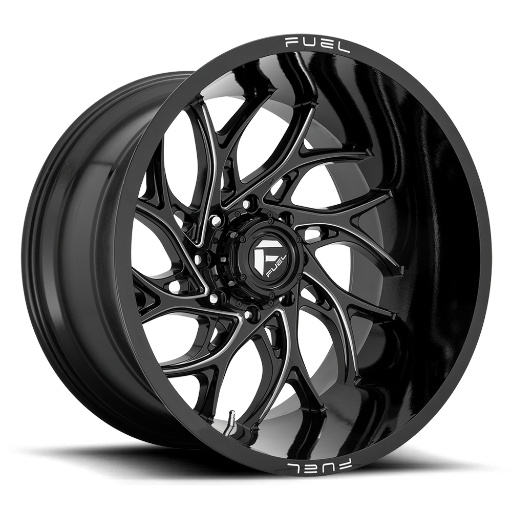 Aluminum Wheels 22X10 Runner D741 Gloss Black Milled Fuel Off Road Wheels