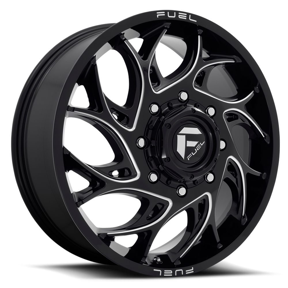 Dually Wheels 22X8.25 Runner Dually D741 Gloss Black Milled Fuel Off Road Wheels