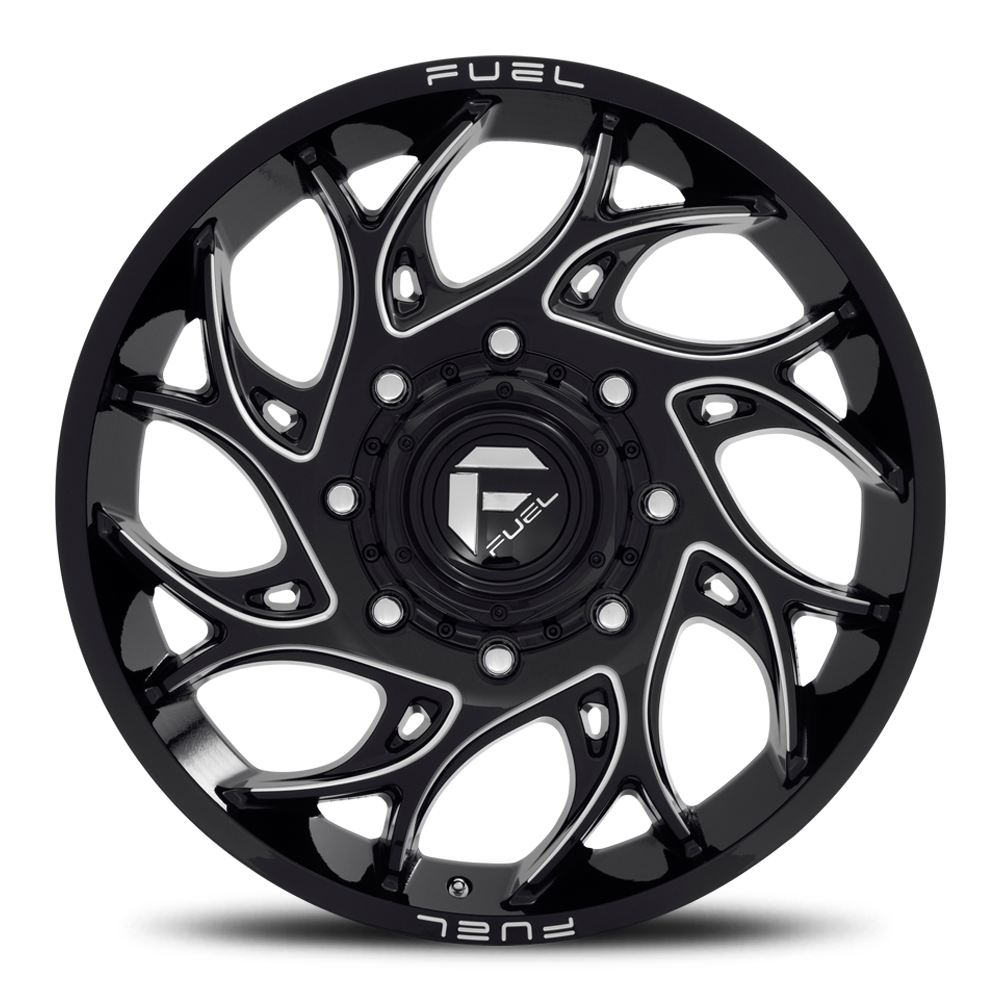 Dually Wheels 22X8.25 Runner Dually D741 Gloss Black Milled Fuel Off Road Wheels