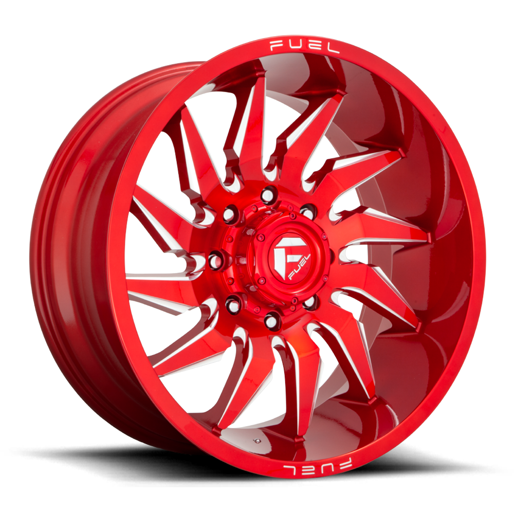 Aluminum Wheels 24X12 Saber D745 Candy Red Milled Fuel Off Road Wheels