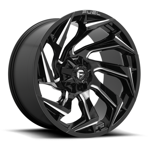 Aluminum Wheels 20X9 Reaction D753 Gloss Black/Milled Fuel Off Road Wheels