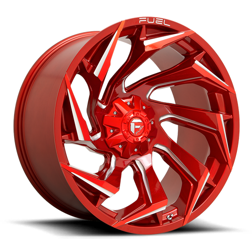 Aluminum Wheels 22X10 Reaction D754 Candy Red Milled Fuel Off Road Wheels