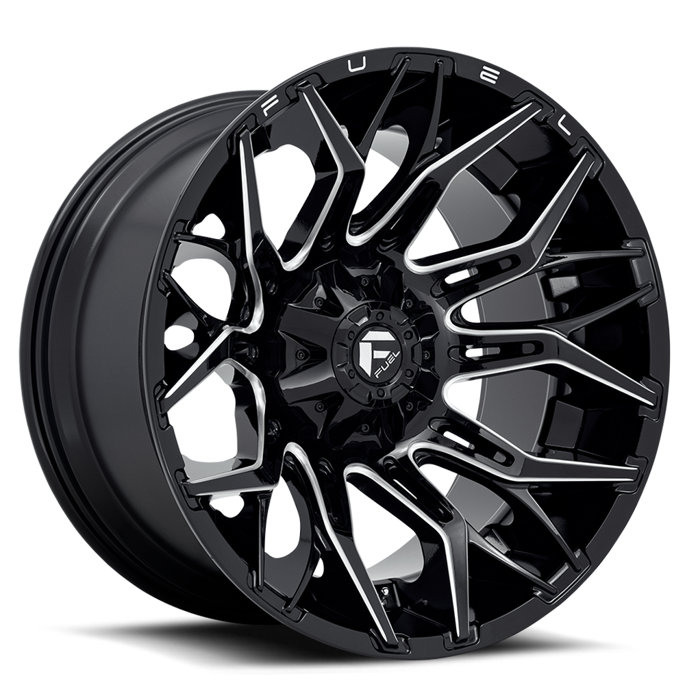 Aluminum Wheels 22X12 Twitch D769 Gloss Black/Milled Fuel Off Road Wheels