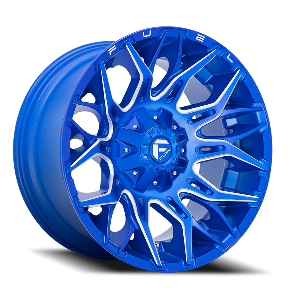Aluminum Wheels 22X10 Twitch D770 Anodized Blue Milled Fuel Off Road Wheels