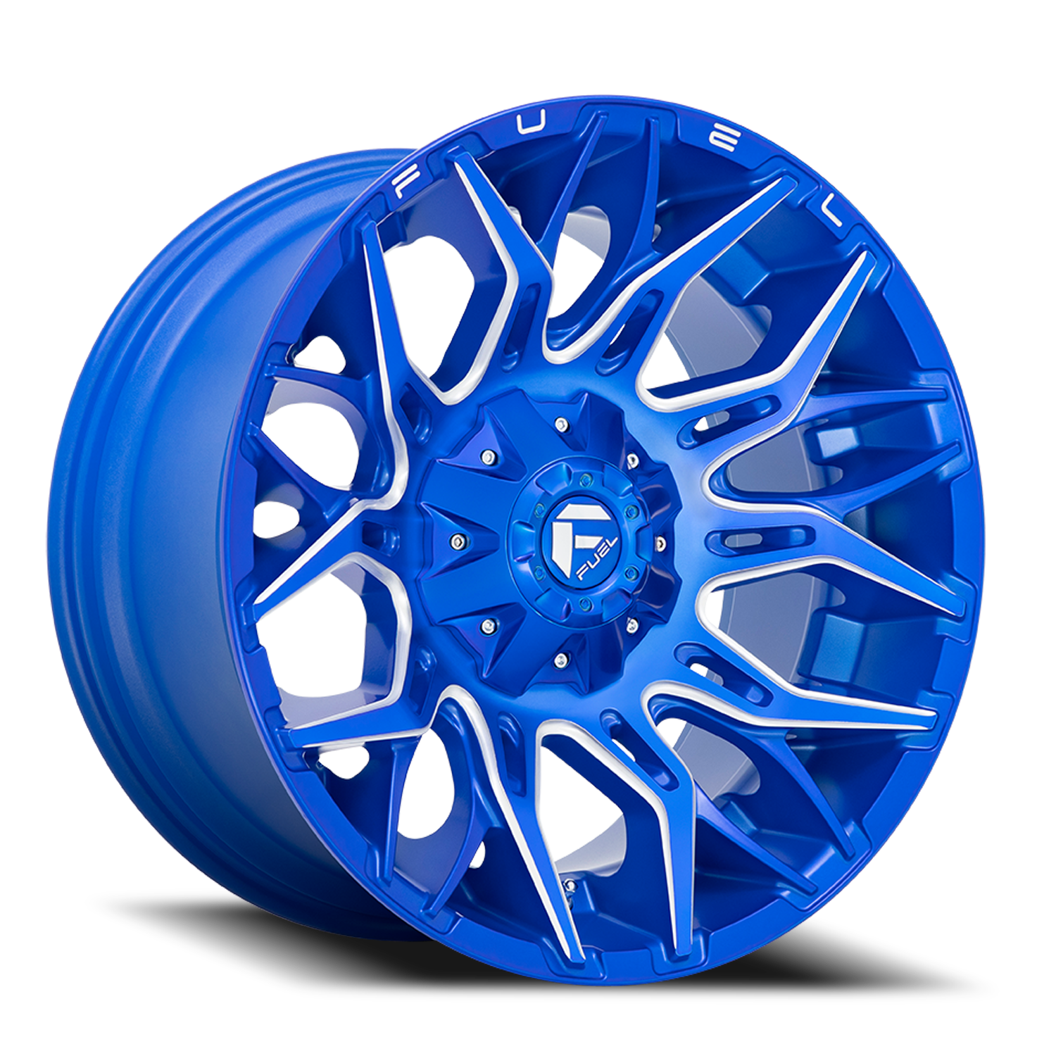 Aluminum Wheels 22X10 Twitch D770 Anodized Blue Milled Fuel Off Road Wheels