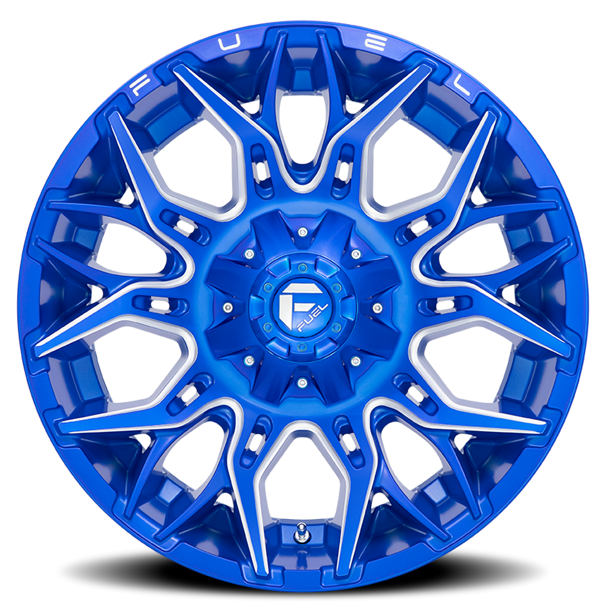 Aluminum Wheels 22X10 Twitch D770 Anodized Blue Milled Fuel Off Road Wheels