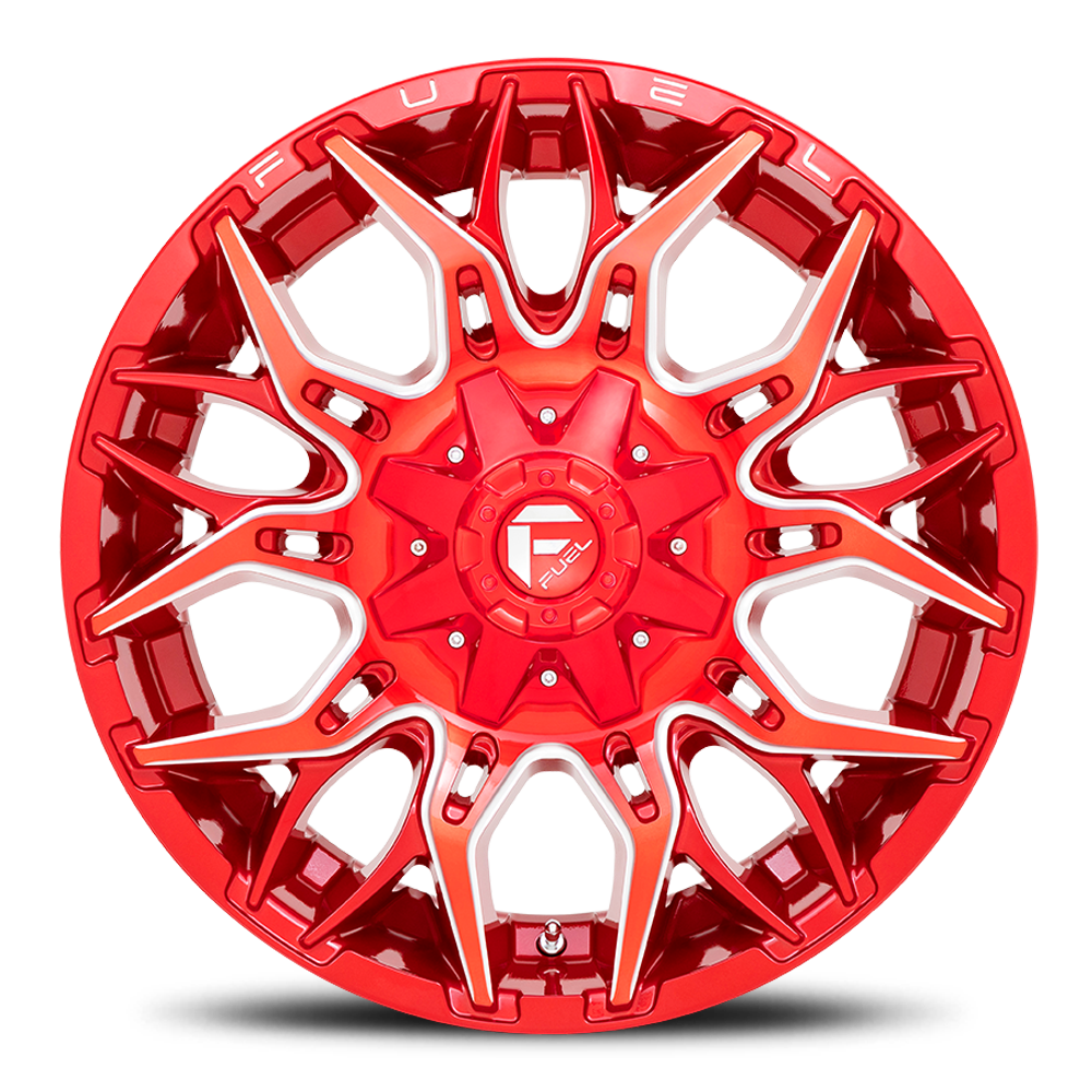 Aluminum Wheels 22X10 Twitch D771 Candy Red Milled Fuel Off Road Wheels