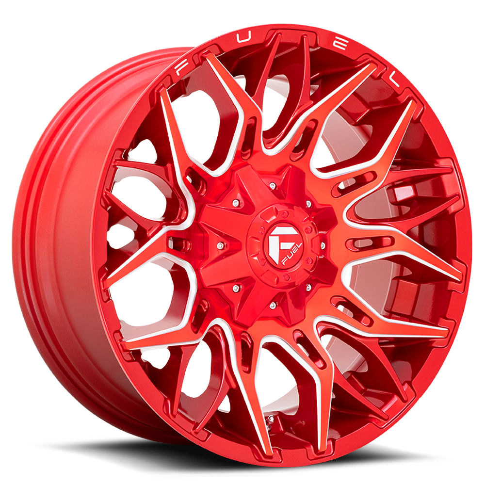 Aluminum Wheels 22X12 Twitch D771 Candy Red Milled Fuel Off Road Wheels