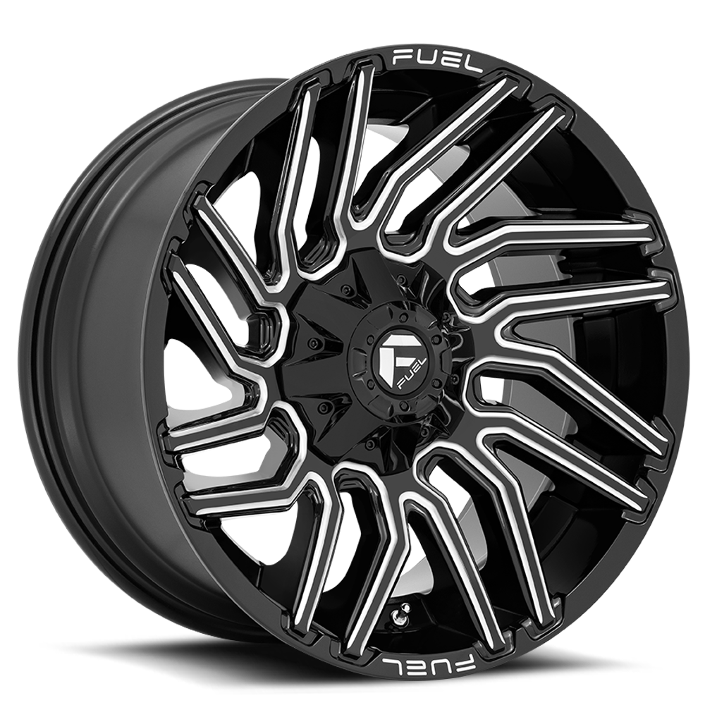Aluminum Wheels 20X10 Typhoon D773 Gloss Black/Milled Fuel Off Road Wheels
