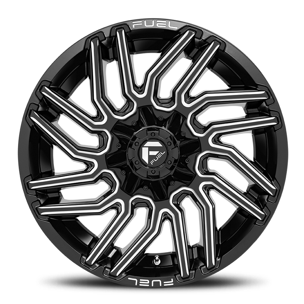 Aluminum Wheels 20X10 Typhoon D773 Gloss Black/Milled Fuel Off Road Wheels