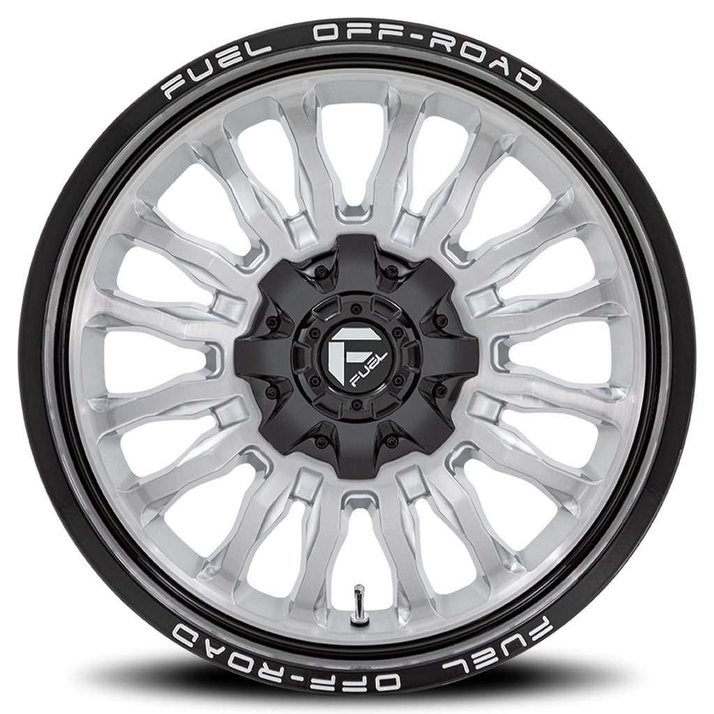 Aluminum Wheels 20X10 Arc D798 Silver/Brushed Face-Milled Black Lip Fuel Off Road Wheels