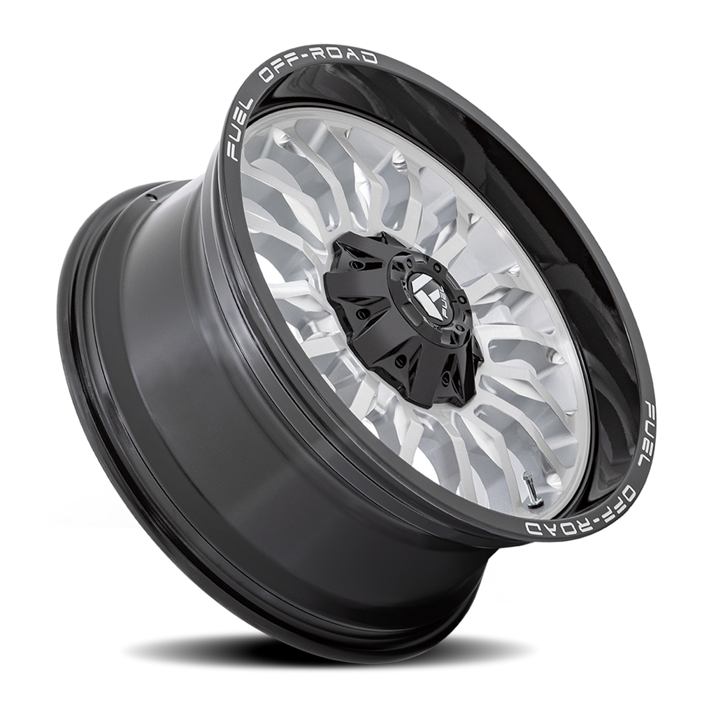 Aluminum Wheels 22X10 Arc D798 Silver/Brushed Face-Milled Black Lip Fuel Off Road Wheels