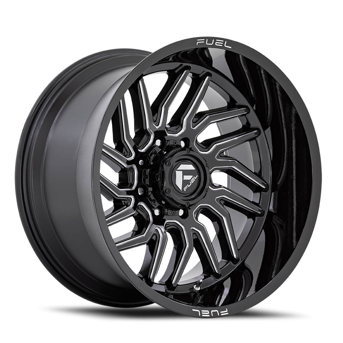 Aluminum Wheels 22X12 Hurricane D807 Gloss Black Milled Fuel Off Road Wheels
