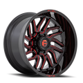Aluminum Wheels 20X10 Hurricane D808 Gloss Black/Red Milled Fuel Off Road Wheels