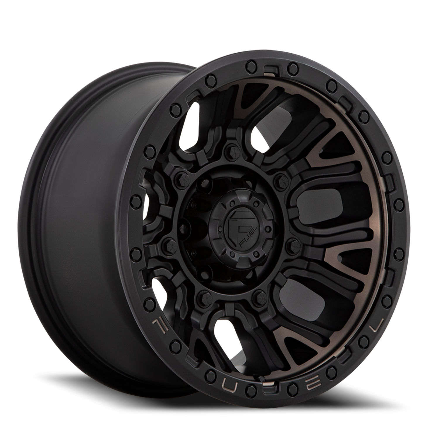 Aluminum Wheels 20X10 Traction D824 Matte Black Double Dark Tint Fuel Off Road Wheels