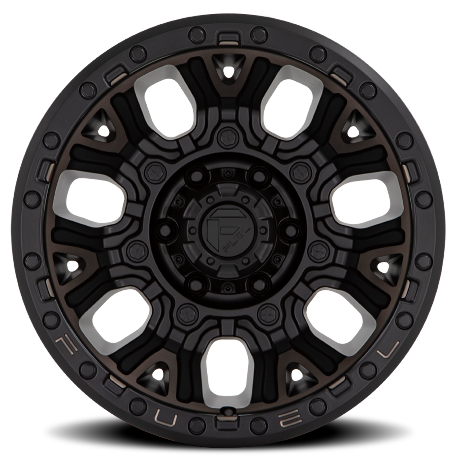 Aluminum Wheels 20X10 Traction D824 Matte Black Double Dark Tint Fuel Off Road Wheels