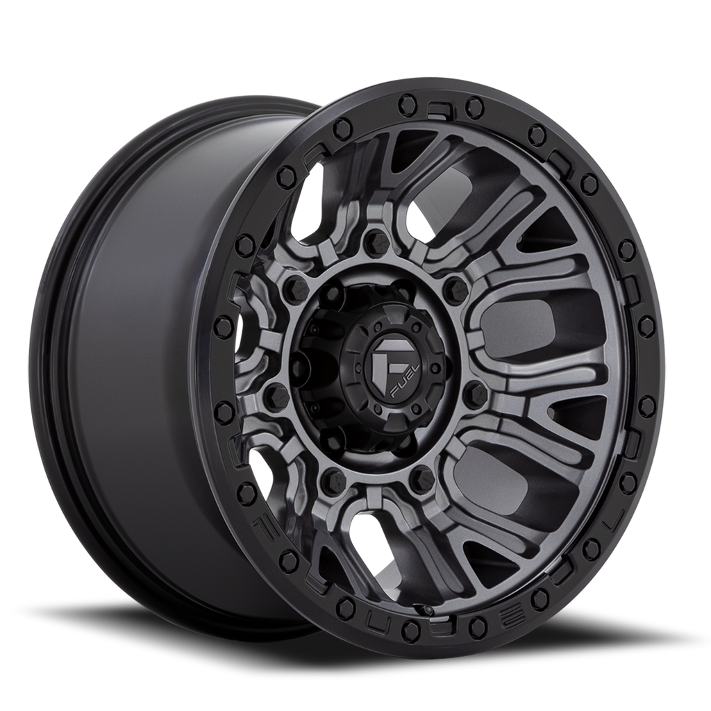 Aluminum Wheels 20X10 Traction D825 Gunmetal Gray/Black Ring Fuel Off Road Wheels