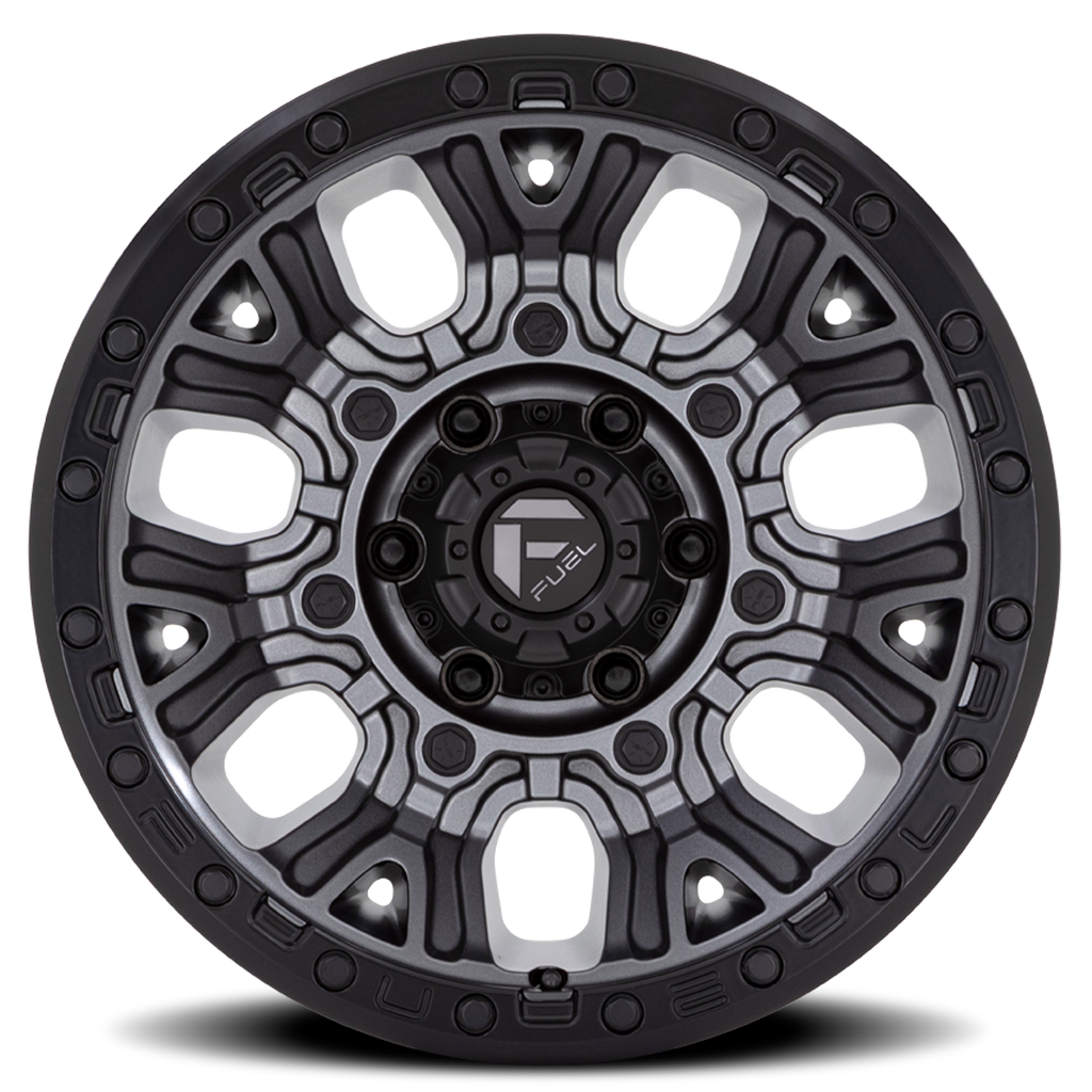 Aluminum Wheels 20X10 Traction D825 Gunmetal Gray/Black Ring Fuel Off Road Wheels