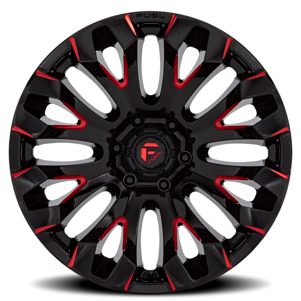 Aluminum Wheels 18X9 Quake D829 Gloss Black Milled Red Fuel Off Road Wheels