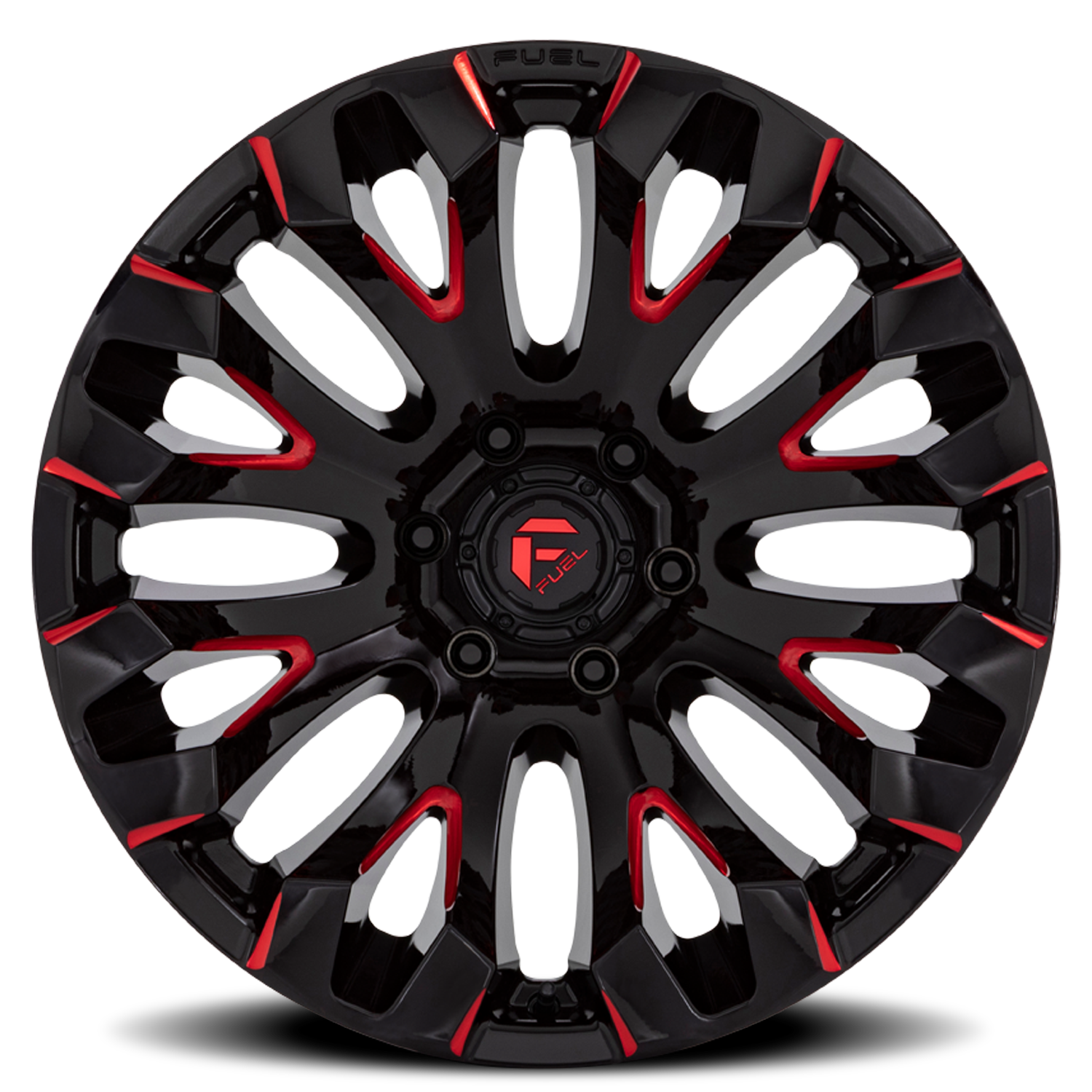 Aluminum Wheels 18X9 Quake D829 Gloss Black Milled Red Fuel Off Road Wheels
