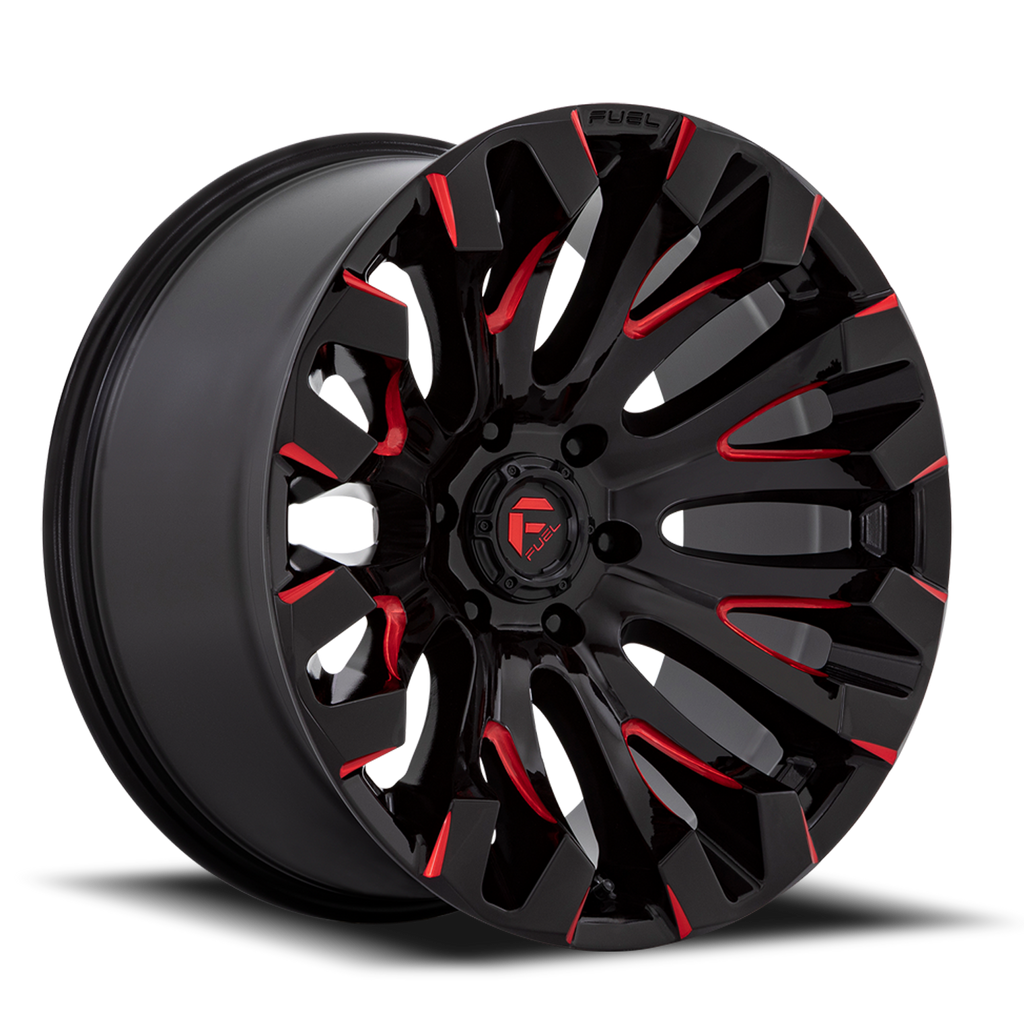 Aluminum Wheels 20X10 Quake D829 Gloss Black Milled Red Fuel Off Road Wheels
