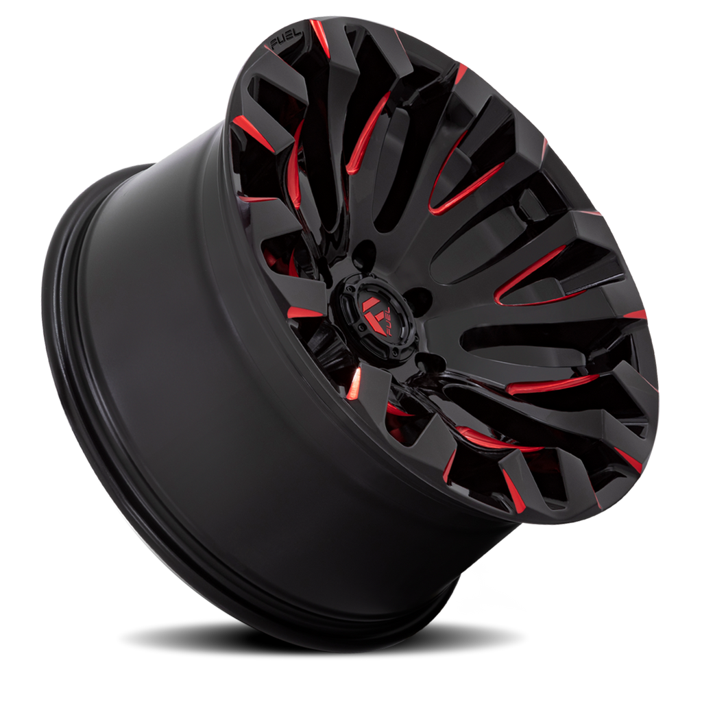 Aluminum Wheels 20X10 Quake D829 Gloss Black Milled Red Fuel Off Road Wheels